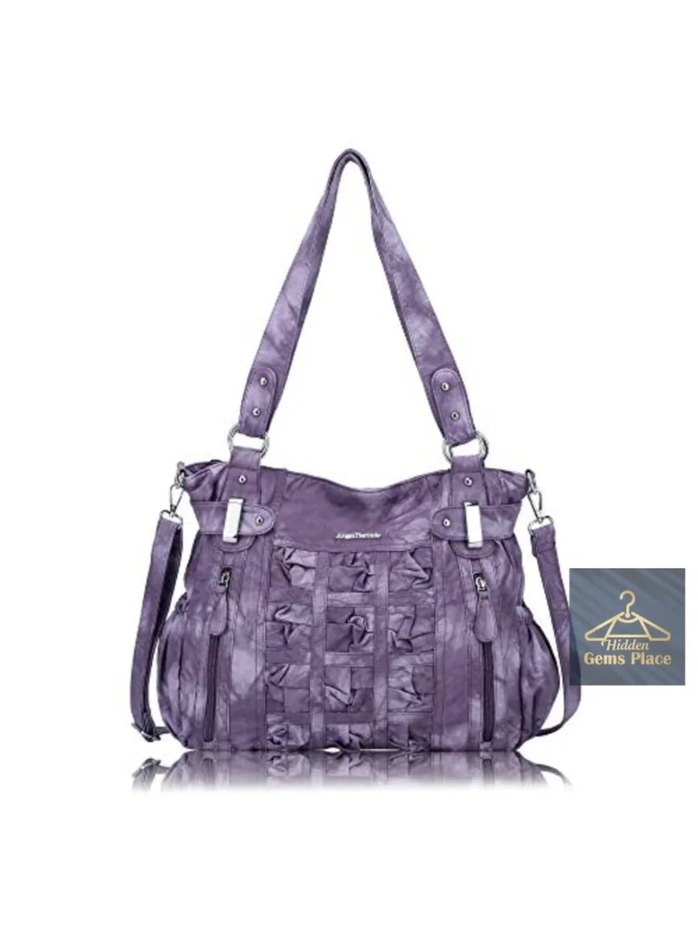 Large PU Leather Hobo Bag with Zipper Pockets, Shoulder Bag
